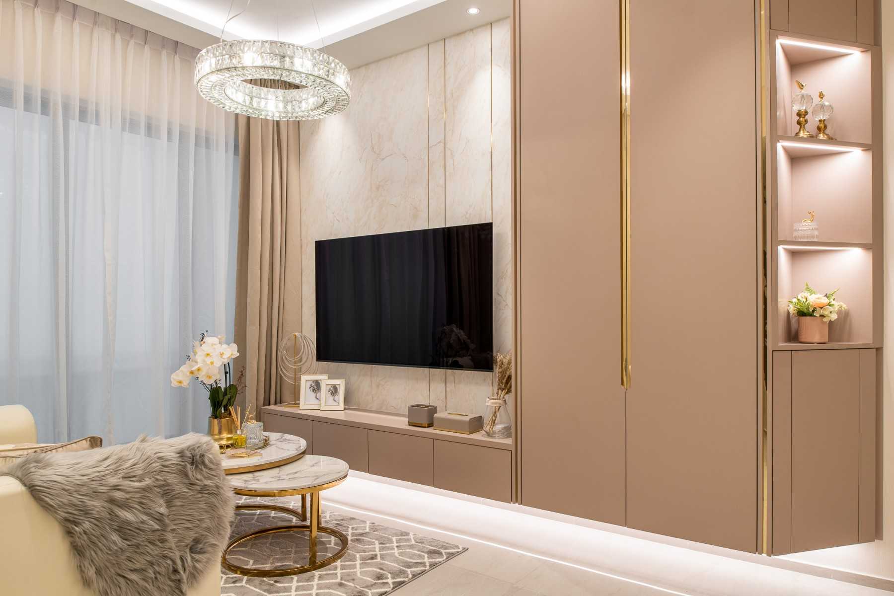 Modern Living Room with TV Console and Feature Wall