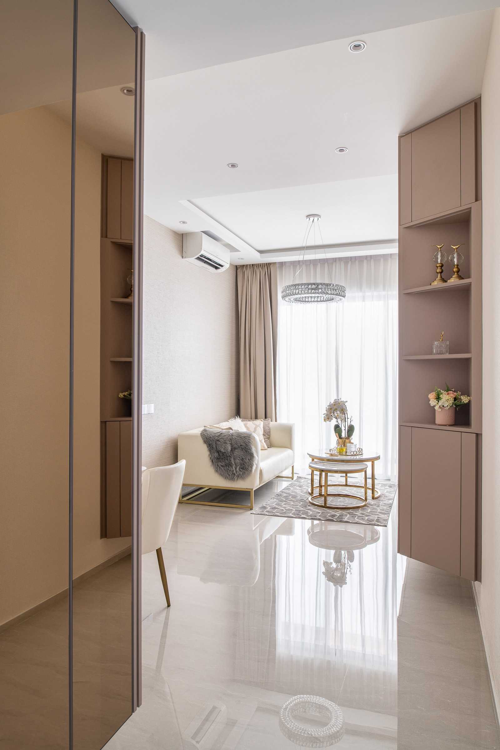 Modern Entryway with Mirror and Seating Bench