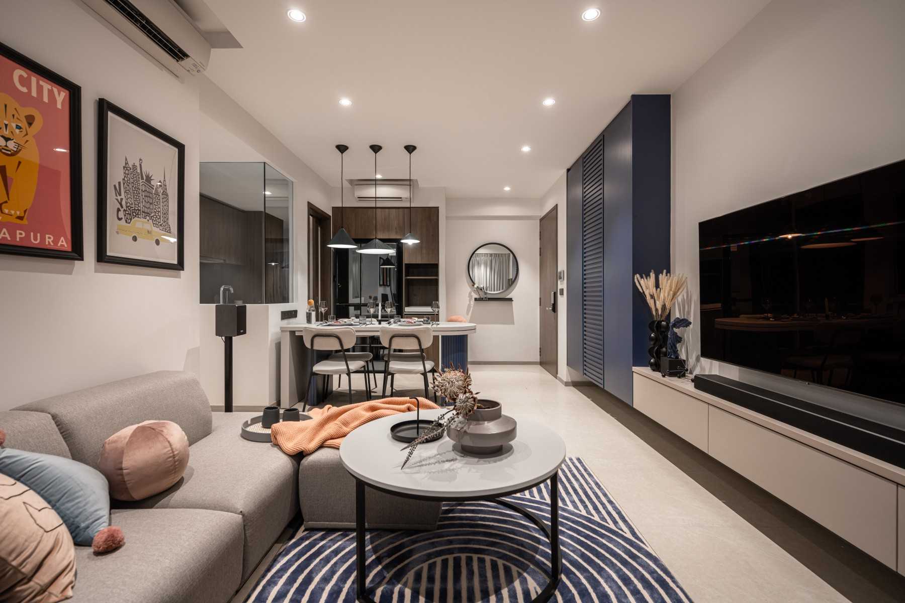 Modern Living Room with Downlights and Armchairs