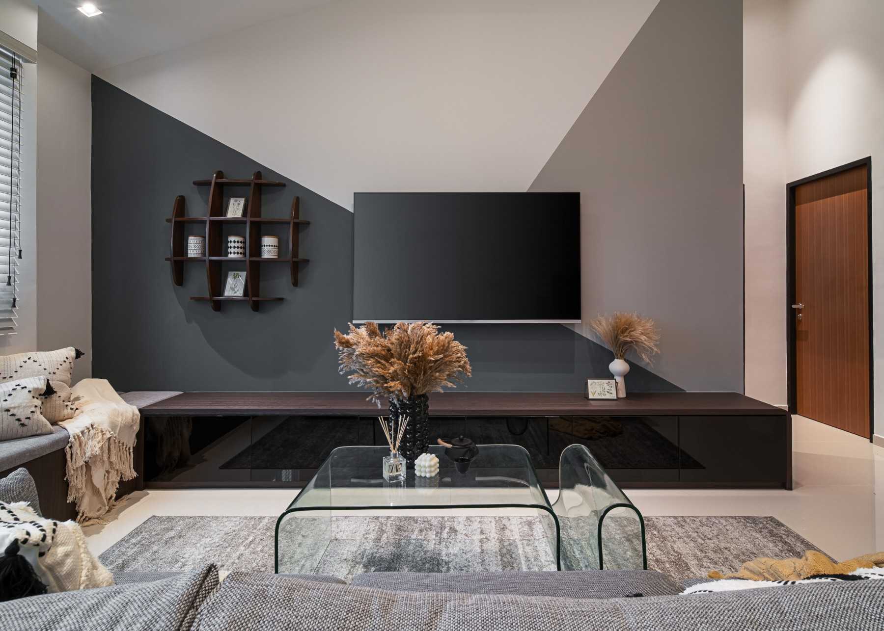 Modern Living Room with TV Console and Feature Wall