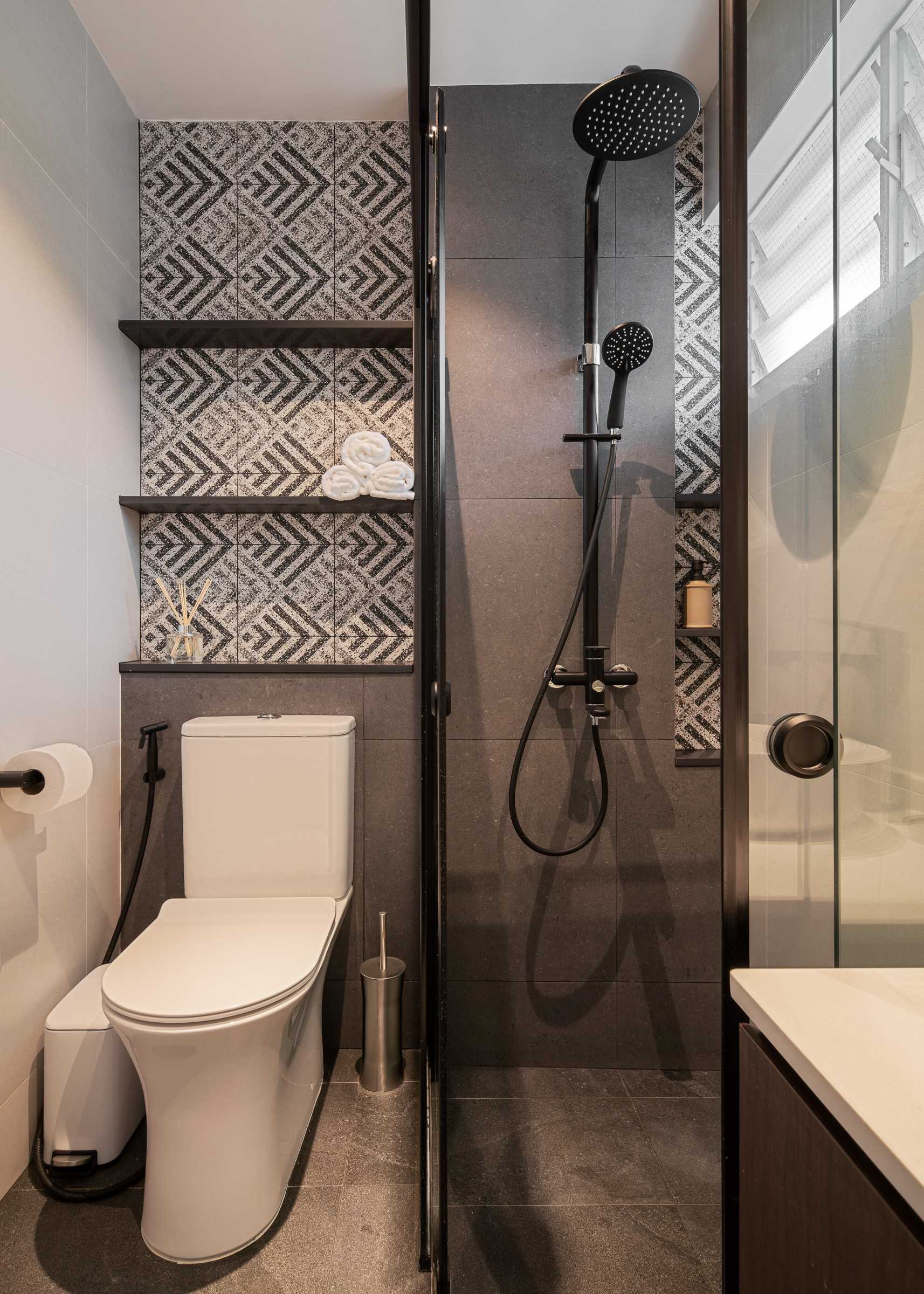 Modern Bathroom with Shower Screen and Bathroom Storage