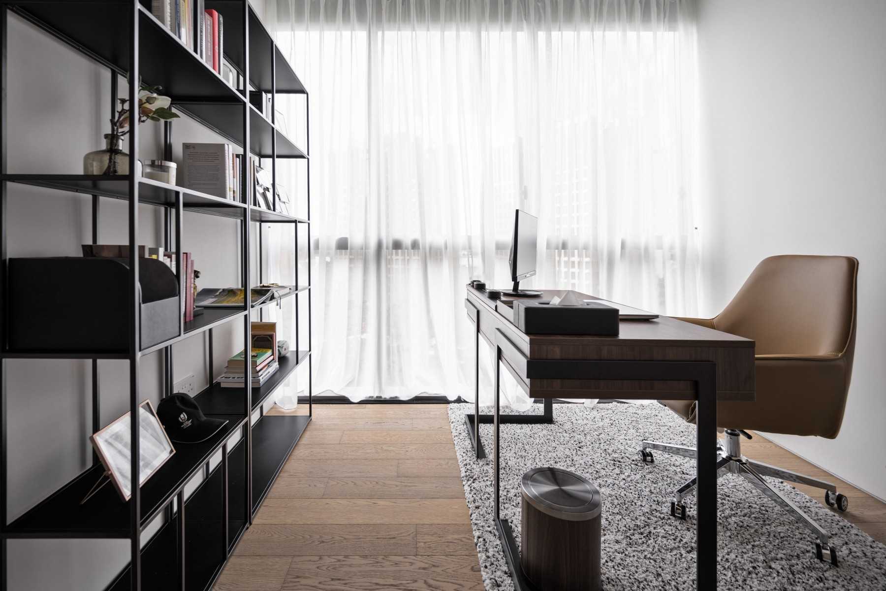 Contemporary Study with Bookshelf and Desk