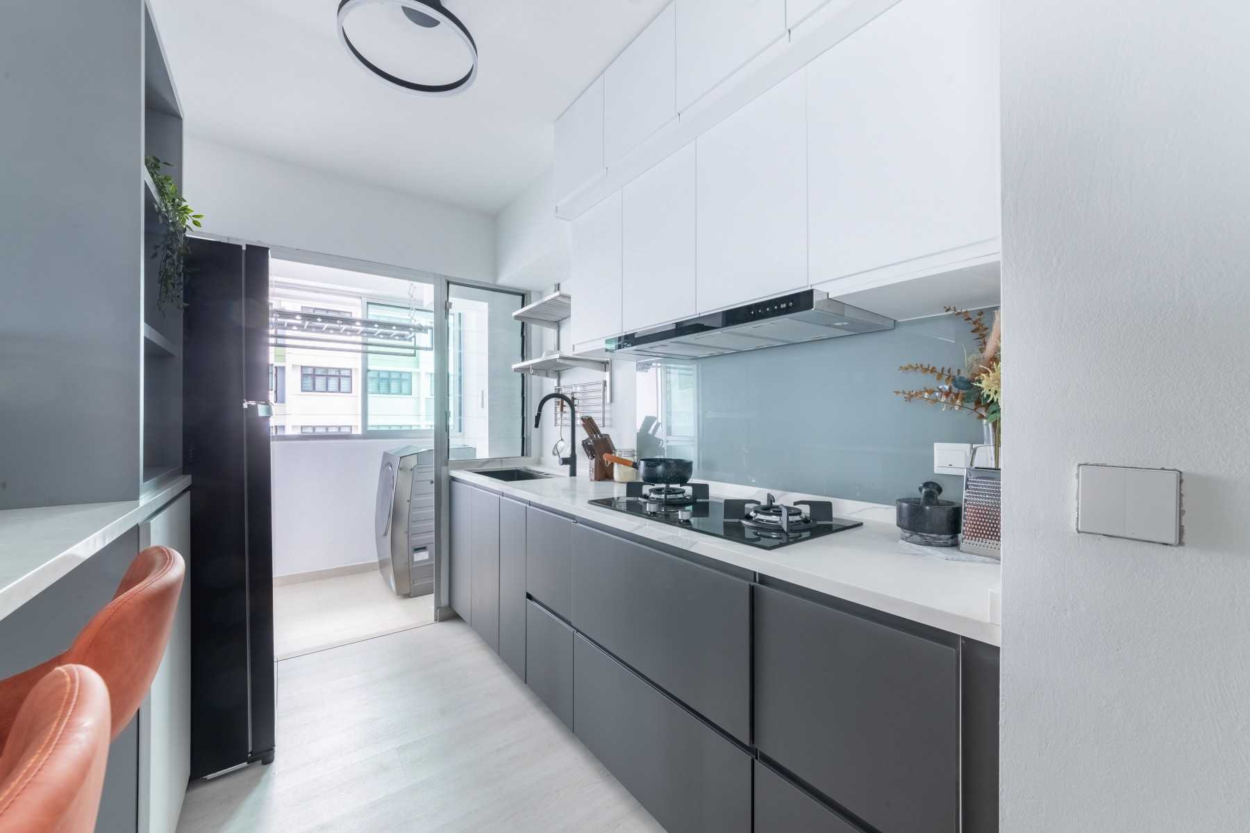 Minimalist Kitchen with Countertop and Vinyl Flooring