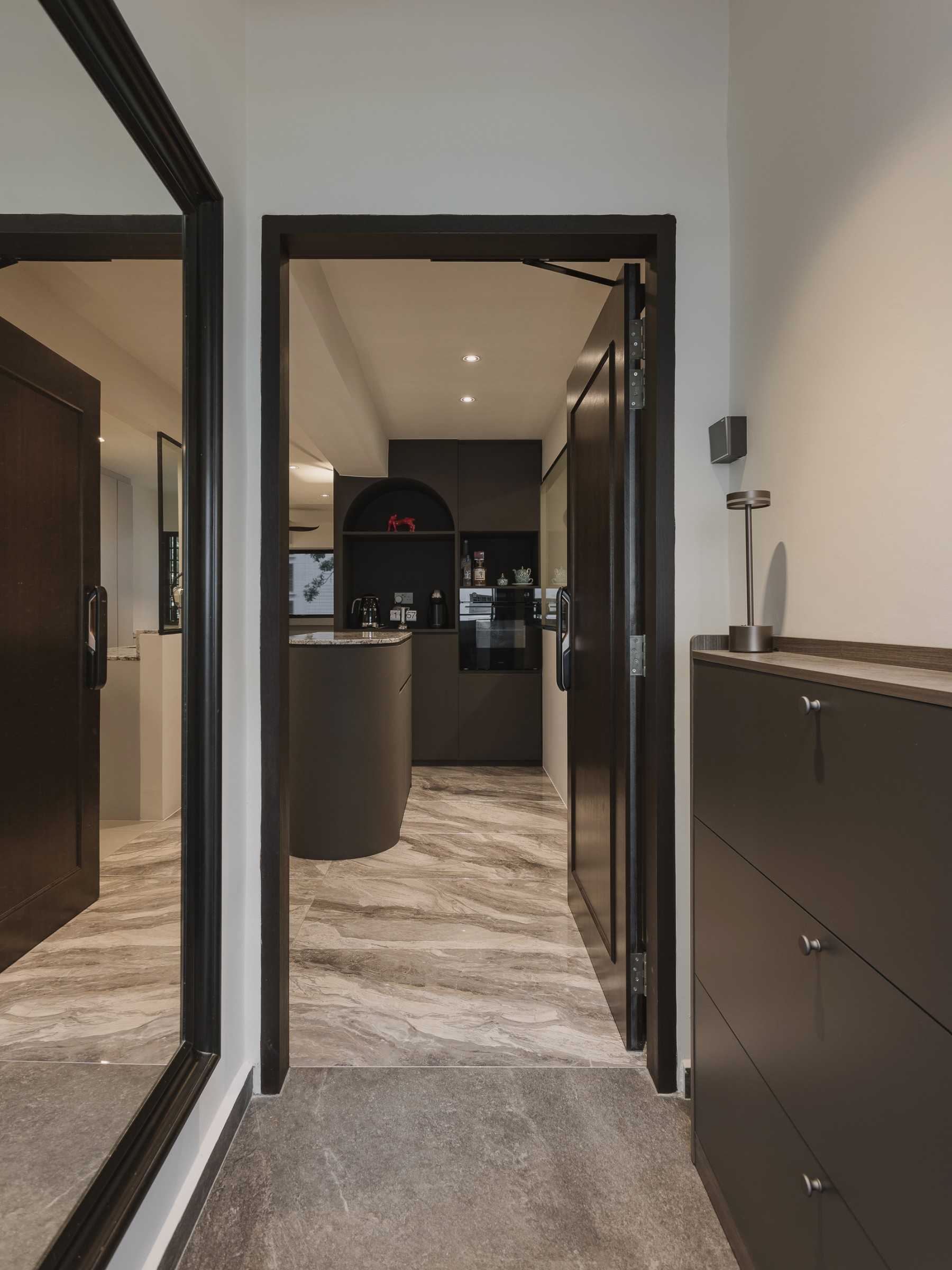Modern Entryway with Mirror and Shoe Rack