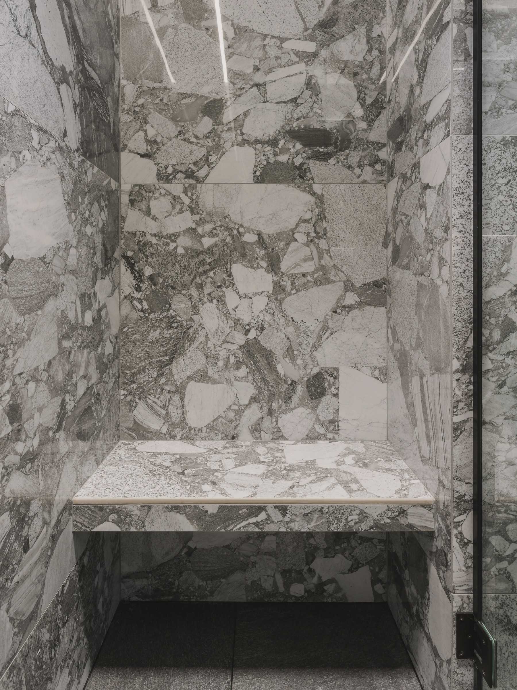 Modern Bathroom with Marble Floor and Shower Screen