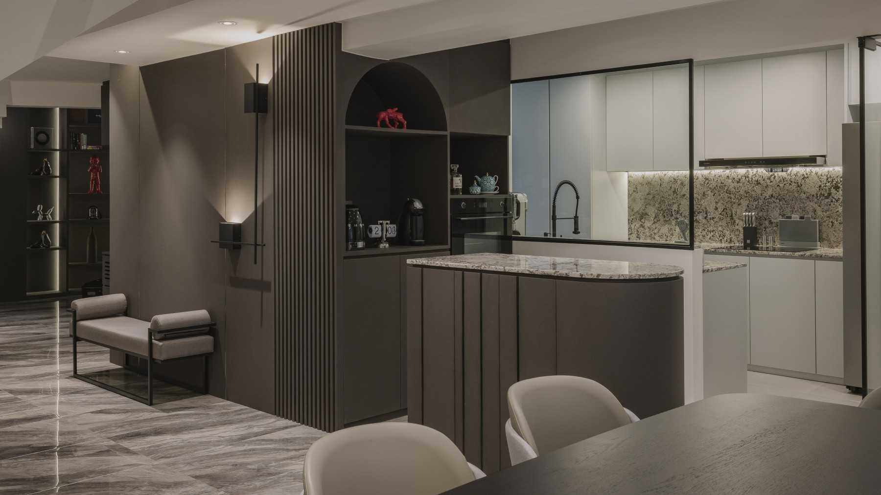 Modern Pantry with Bar Counter and Drinkware