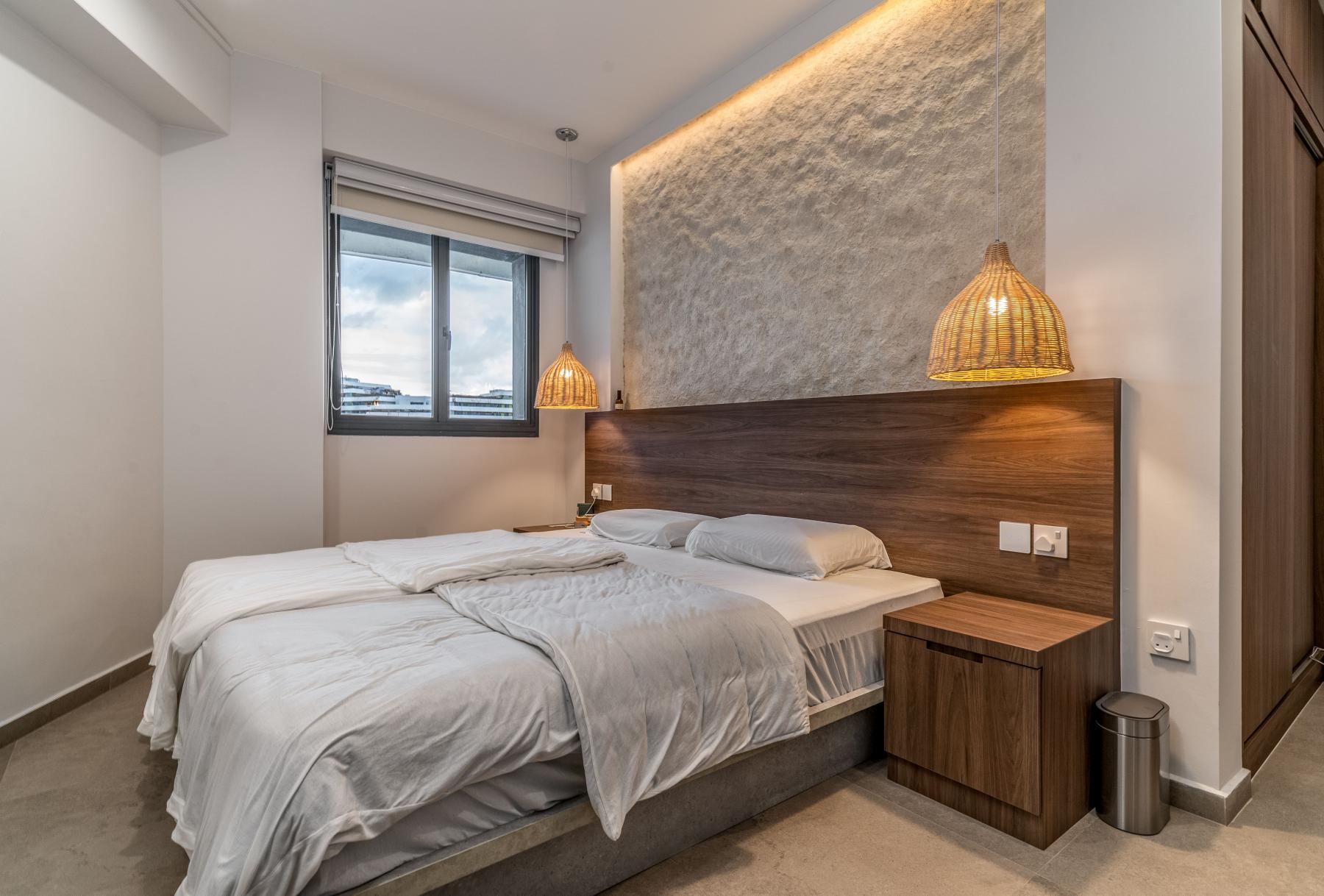 Contemporary Bedroom with Wardrobe and Roller Blinds