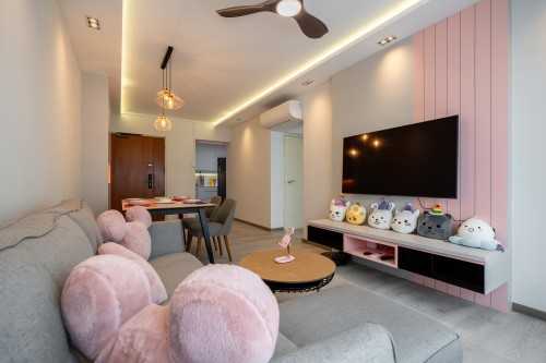 Contemporary Living Room at Sengkang | 208 Compassvale  Lane