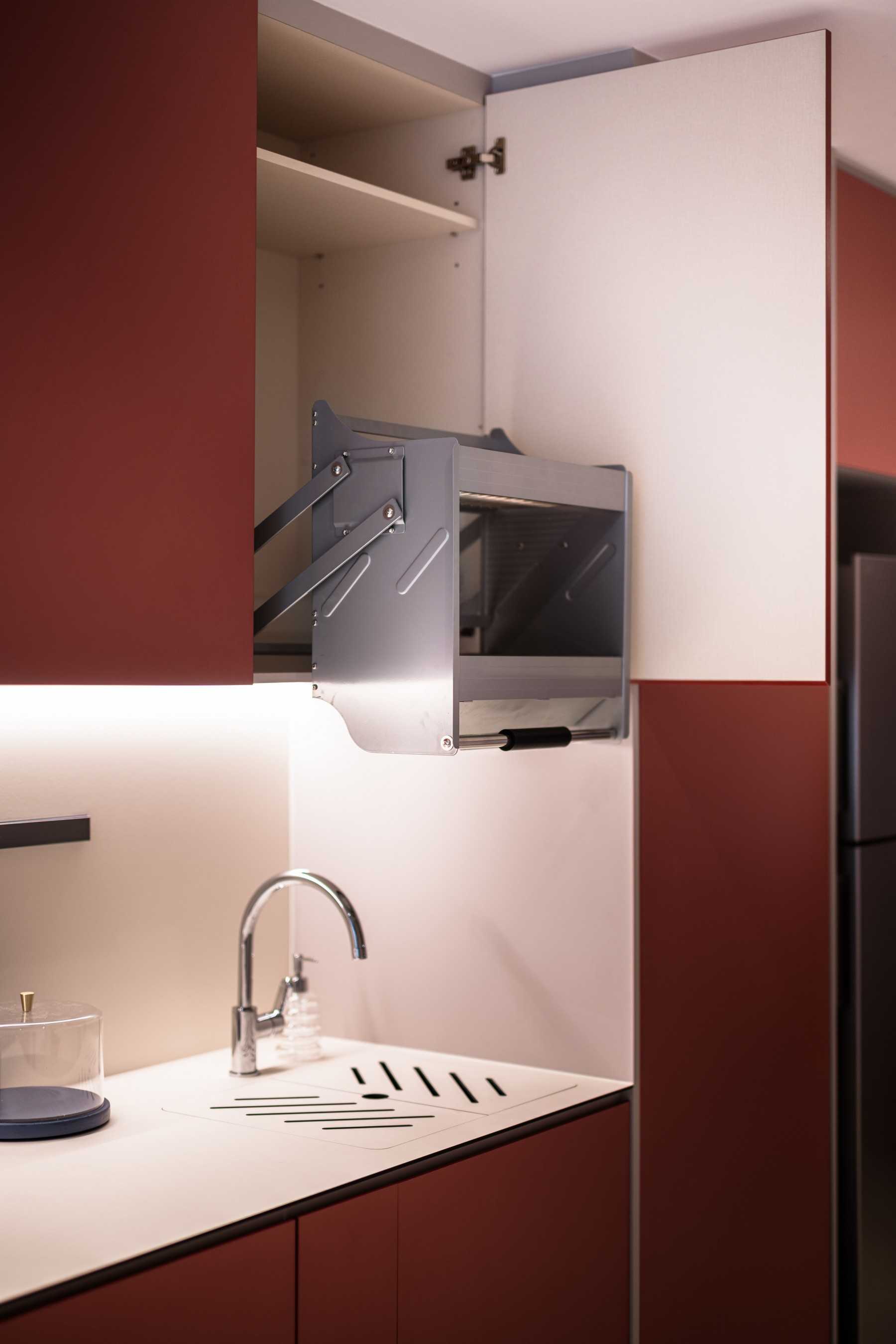 Contemporary Kitchen with Cupboard and Kitchen Backsplash