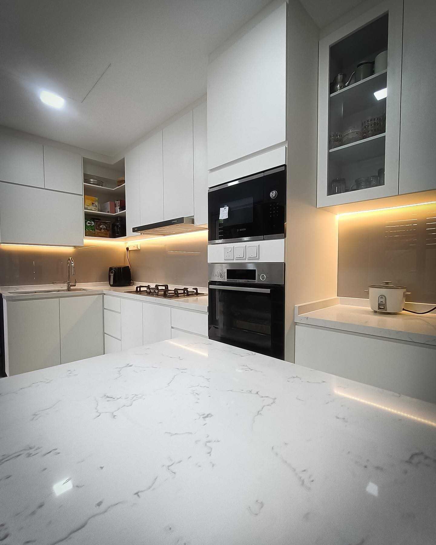 Minimalist Kitchen with Countertop and Vinyl Flooring