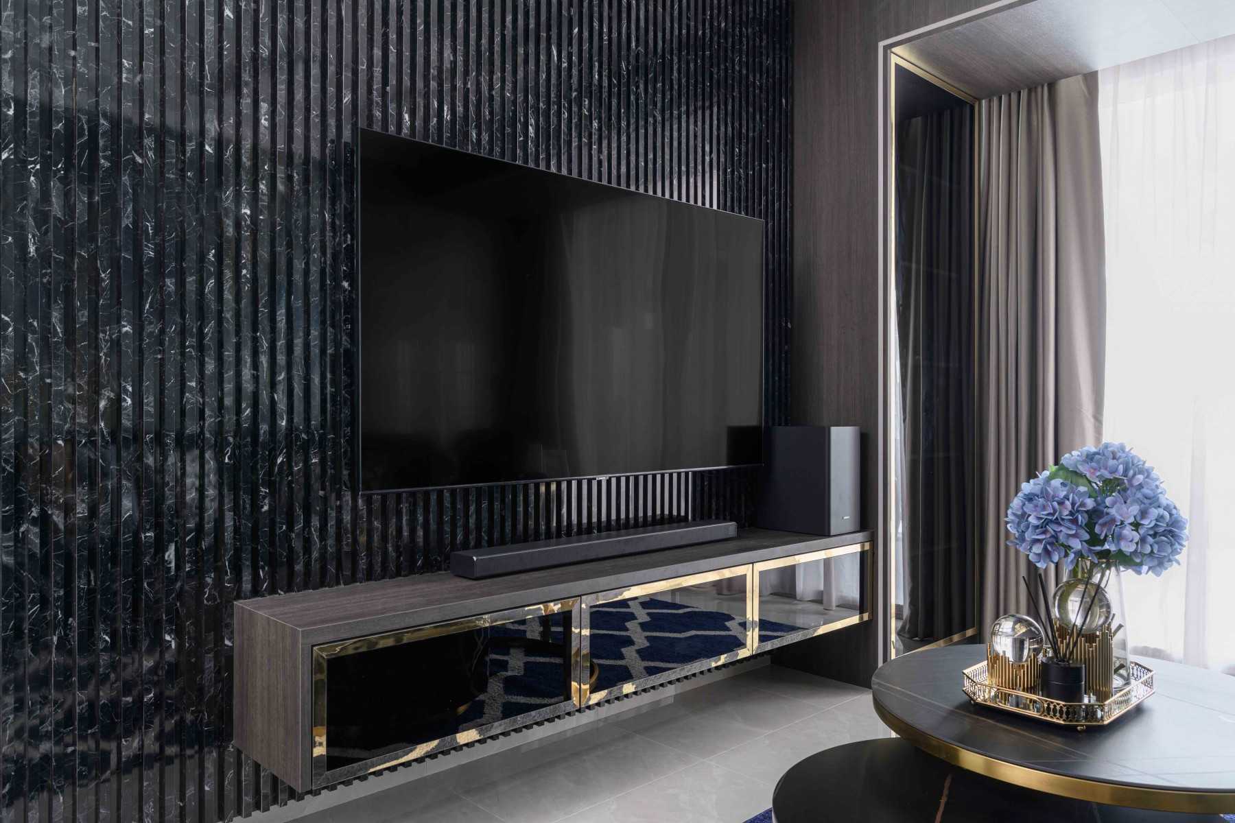 Modern Living Room with Feature Wall and Cove Lighting
