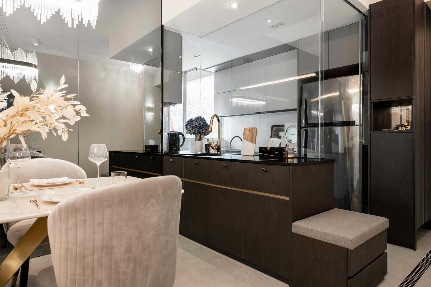 Modern Entryway with Mirror and Seating Bench
