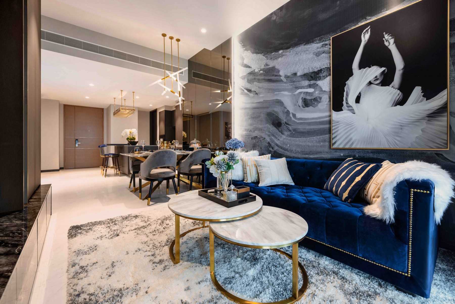 Modern Living Room with Feature Wall and Cove Lighting