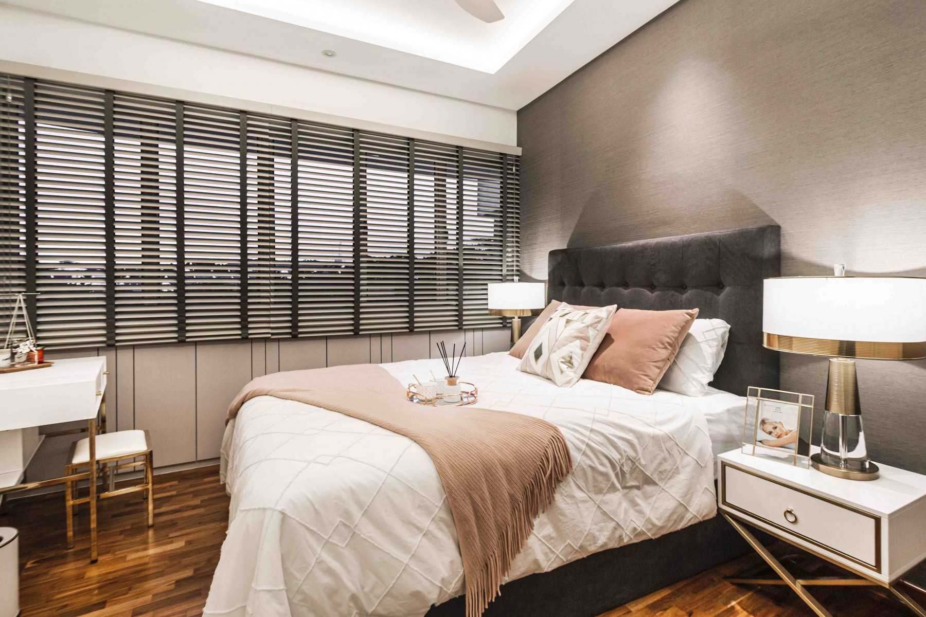 Transitional Bedroom with Bedside Table and Bedroom Dresser