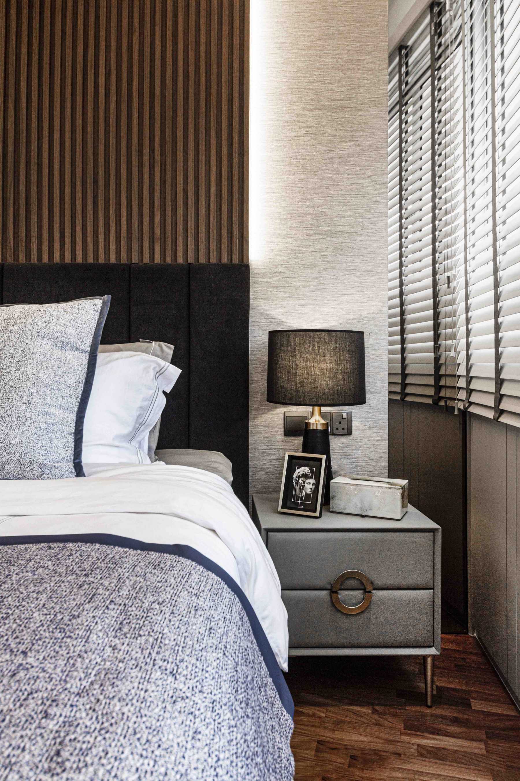 Transitional Bedroom with Cove Lighting and Built-in Bed