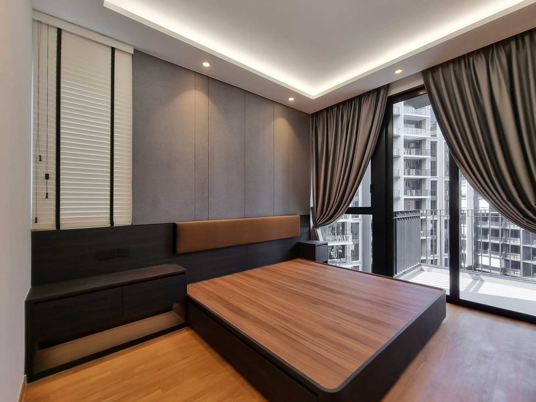Scandinavian Bedroom with Window Shutters and Window Grille