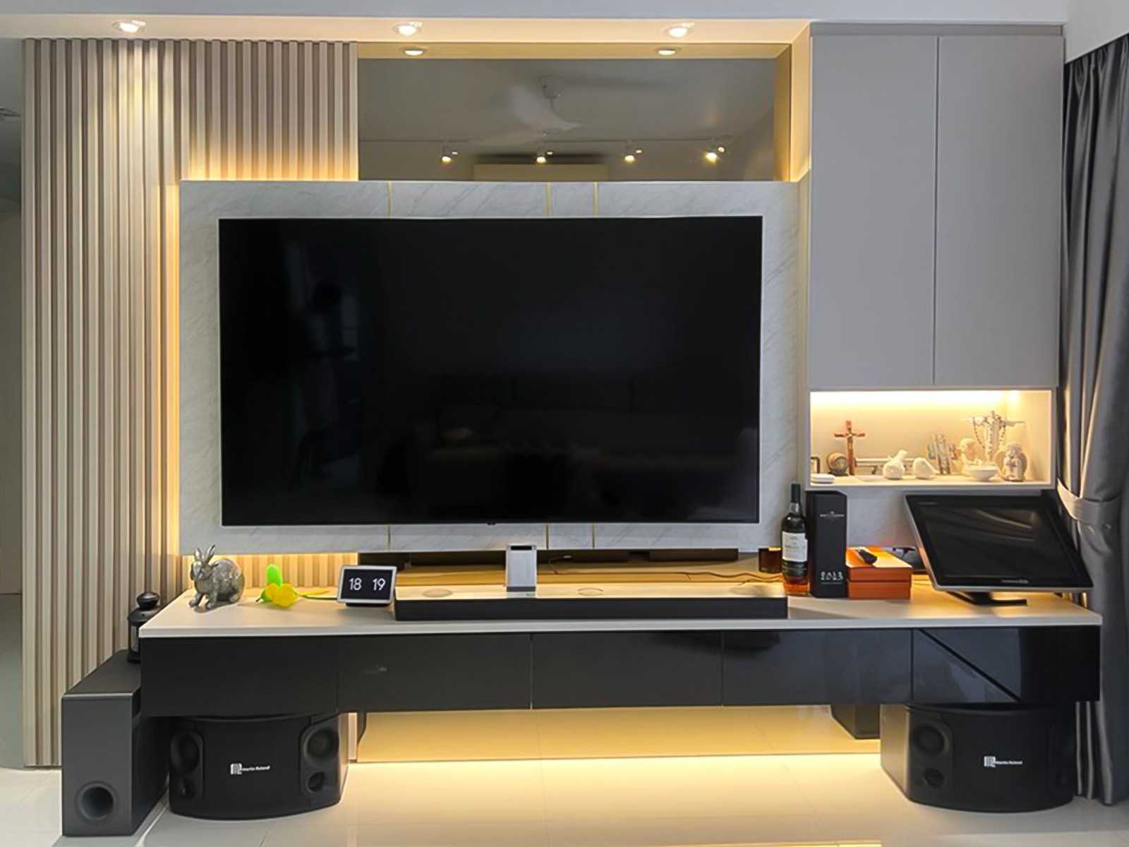 Modern Living Room with TV Console and Feature Wall