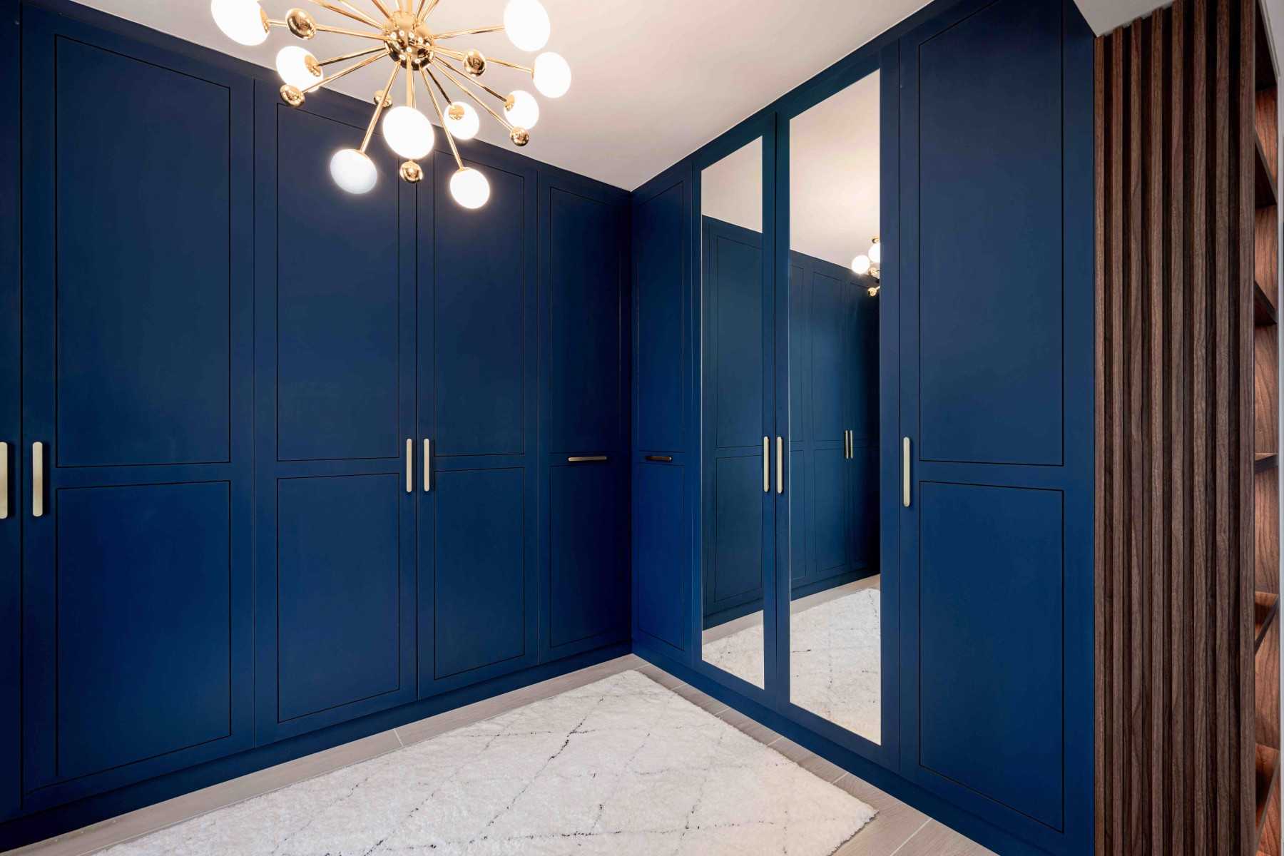 Eclectic Walk-in Wardrobe with Mirror and Wardrobe