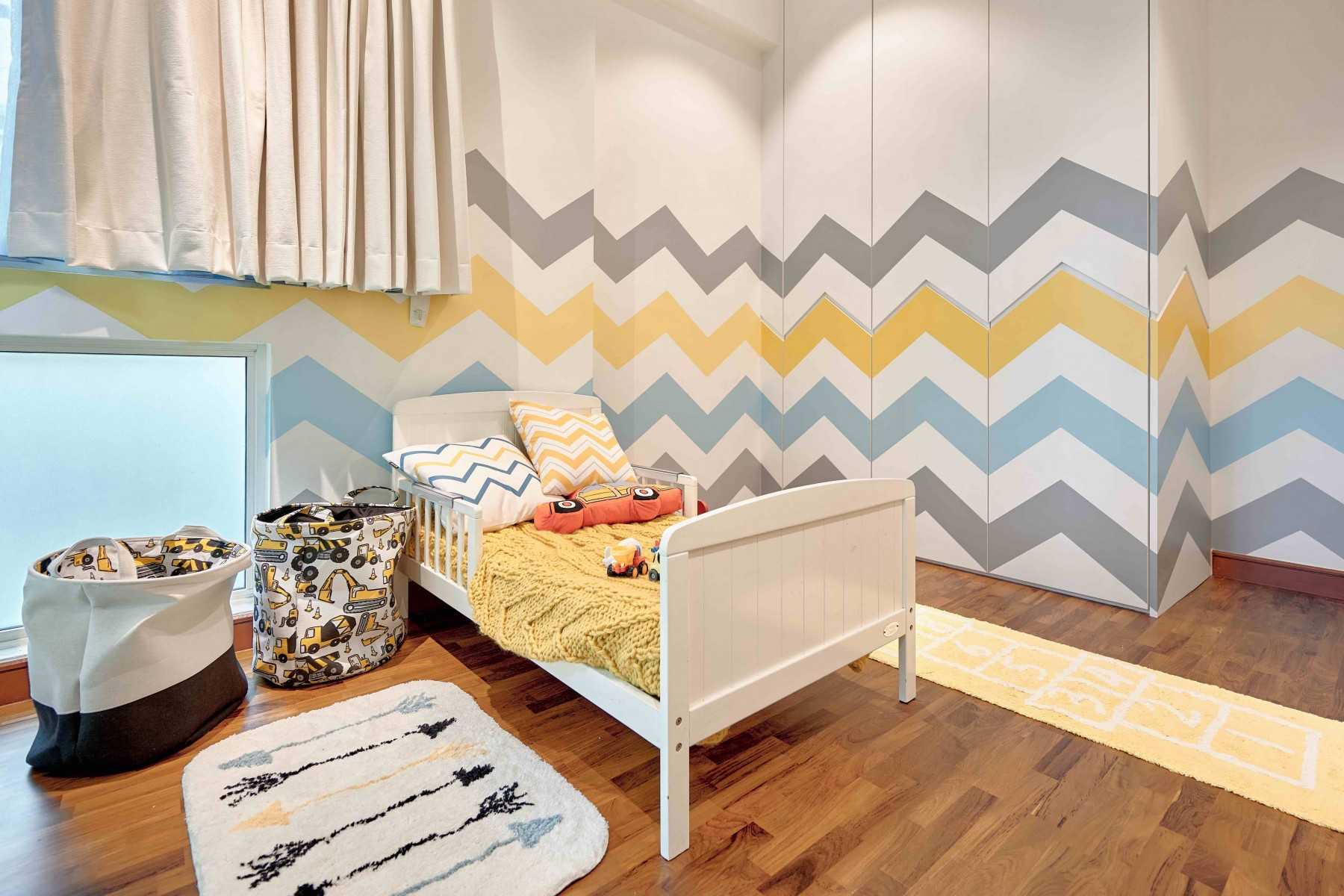 Transitional Kids Room with Children's Storage and Children's Furniture