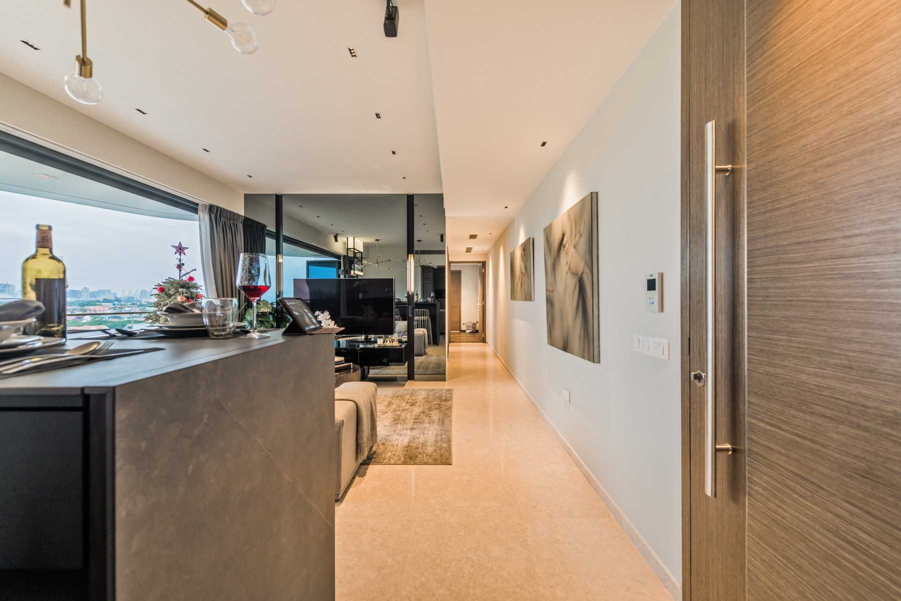 Modern Foyer with Artwork and Console Table