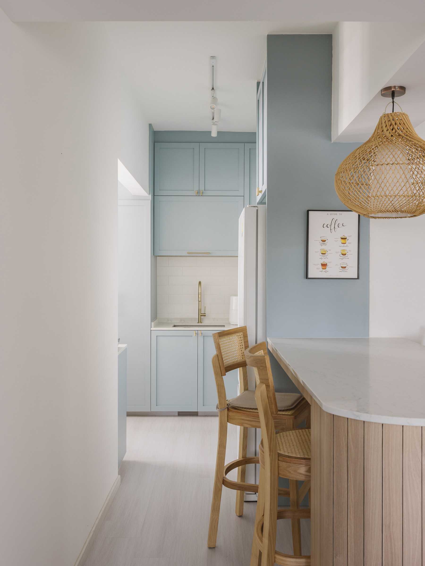 Scandinavian Pantry with Countertop and Kitchen Island