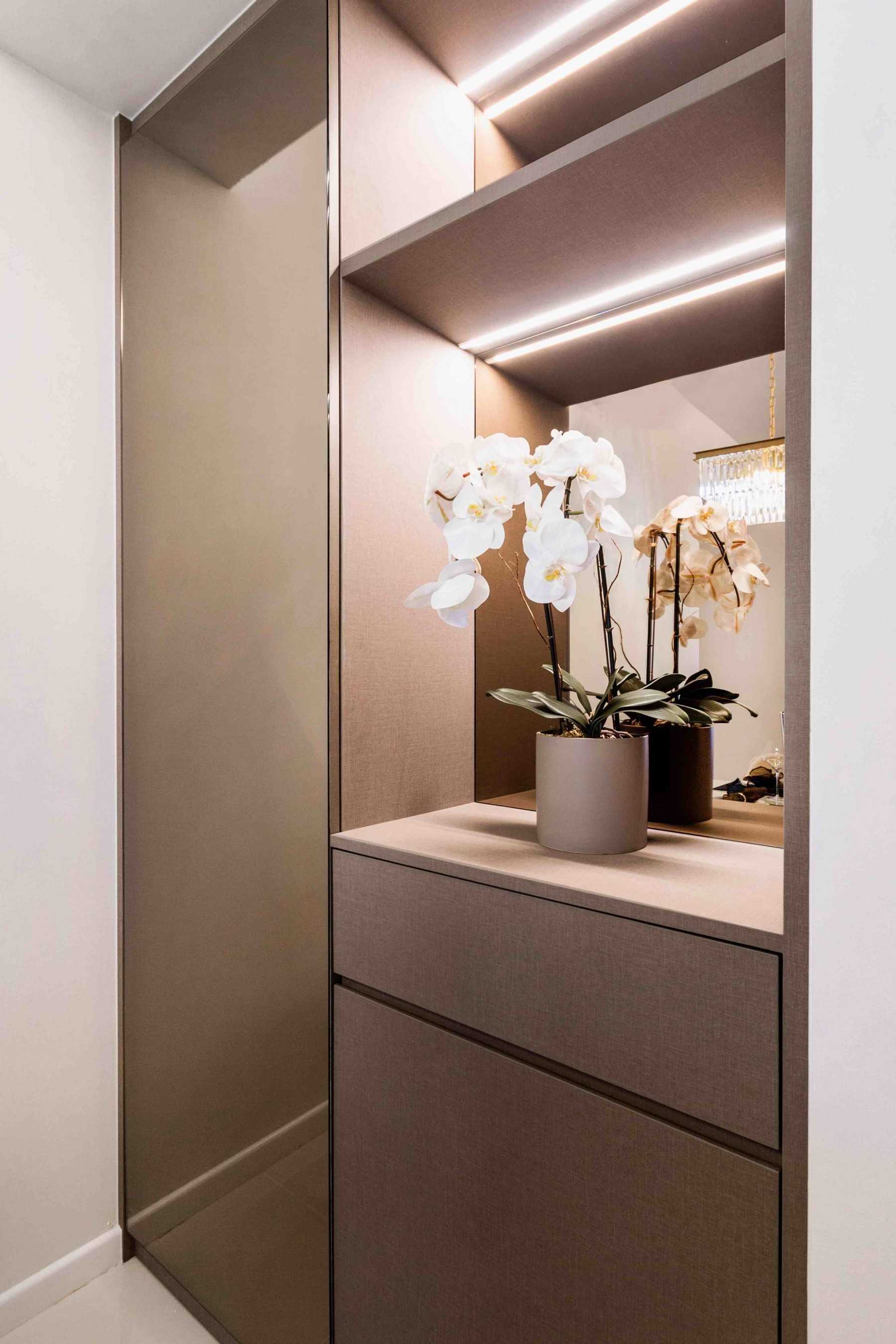 Modern Entryway with Mirror and Shoe Cabinets
