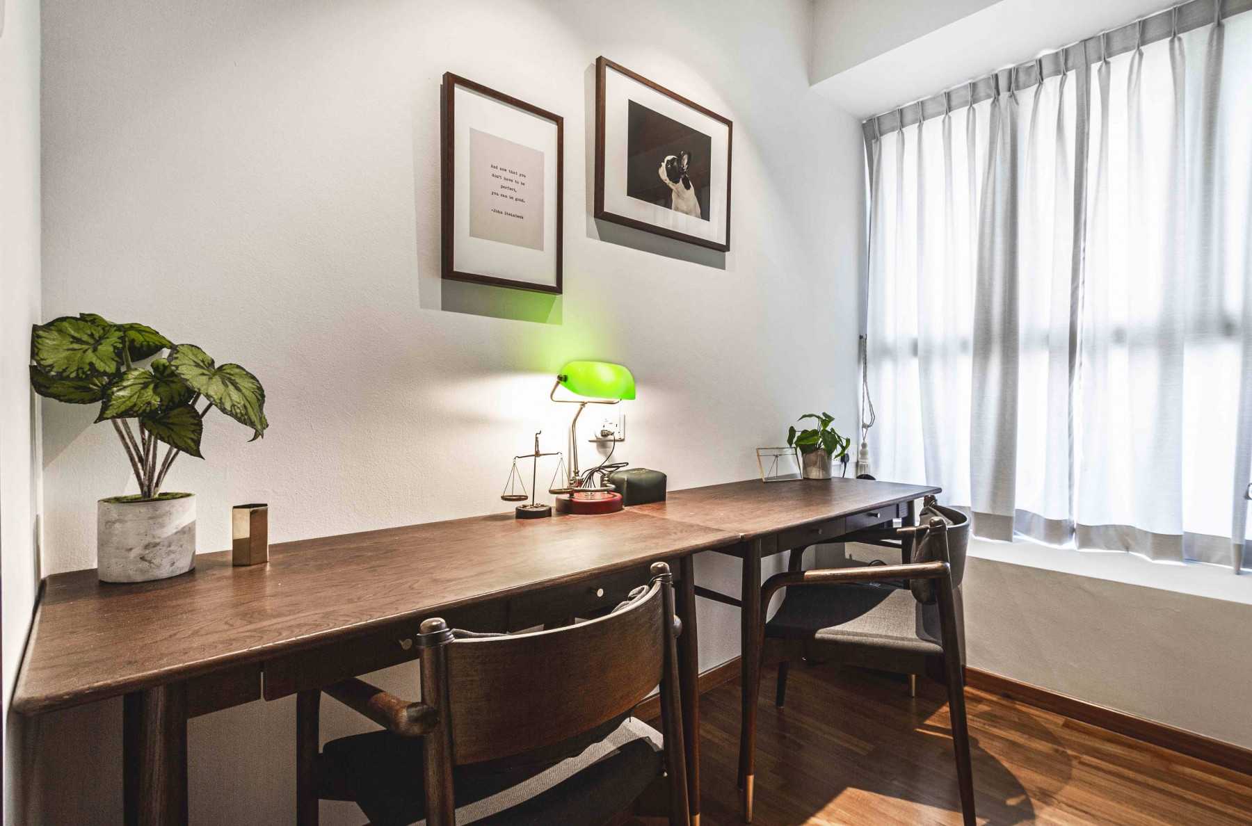 Contemporary Study with Desk and Desk Chairs