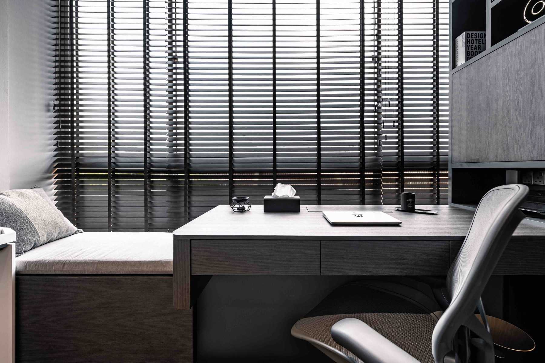 Modern Study with Bookshelf and Storage Cabinets