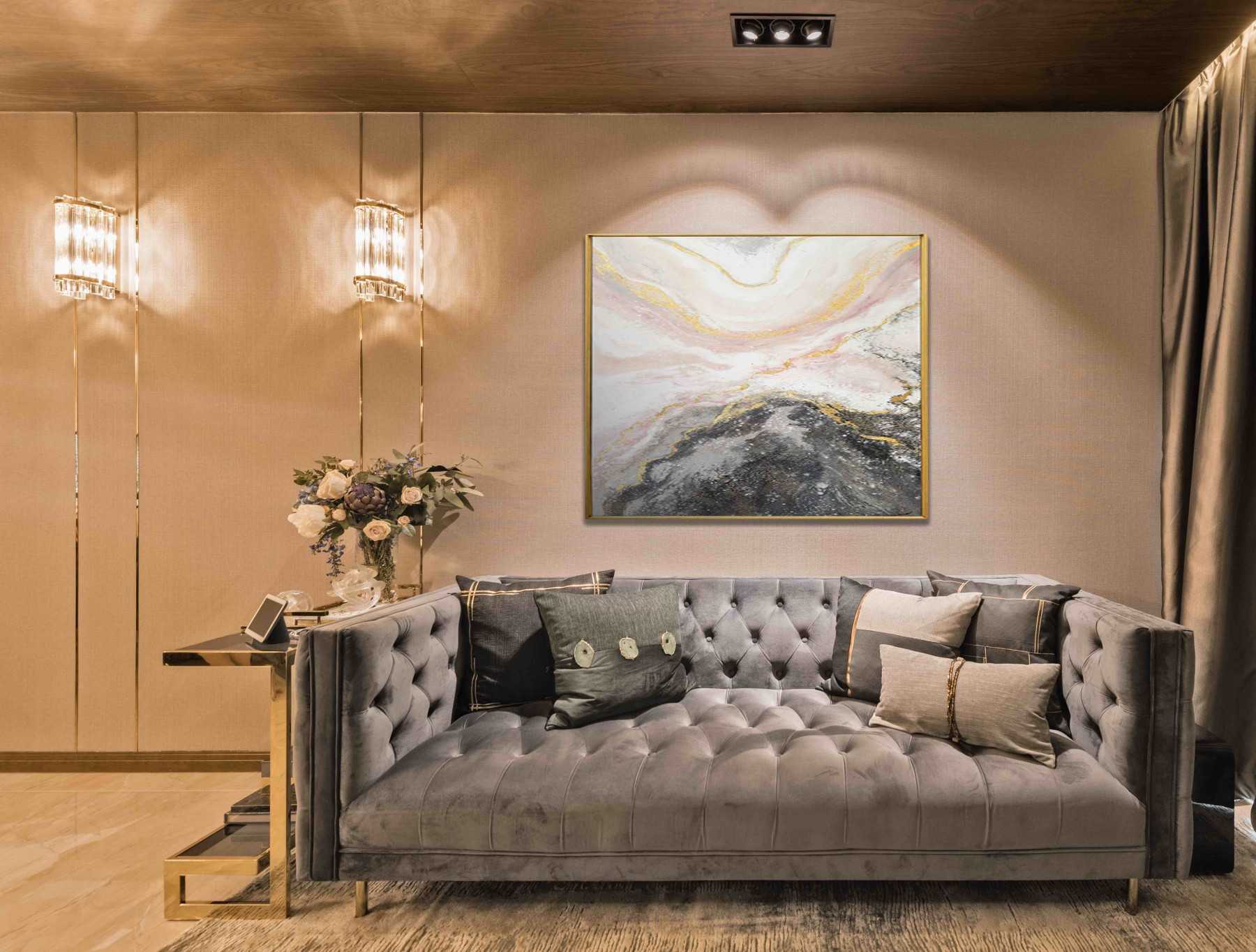 Modern Living Room with Cove Lighting and Sofa
