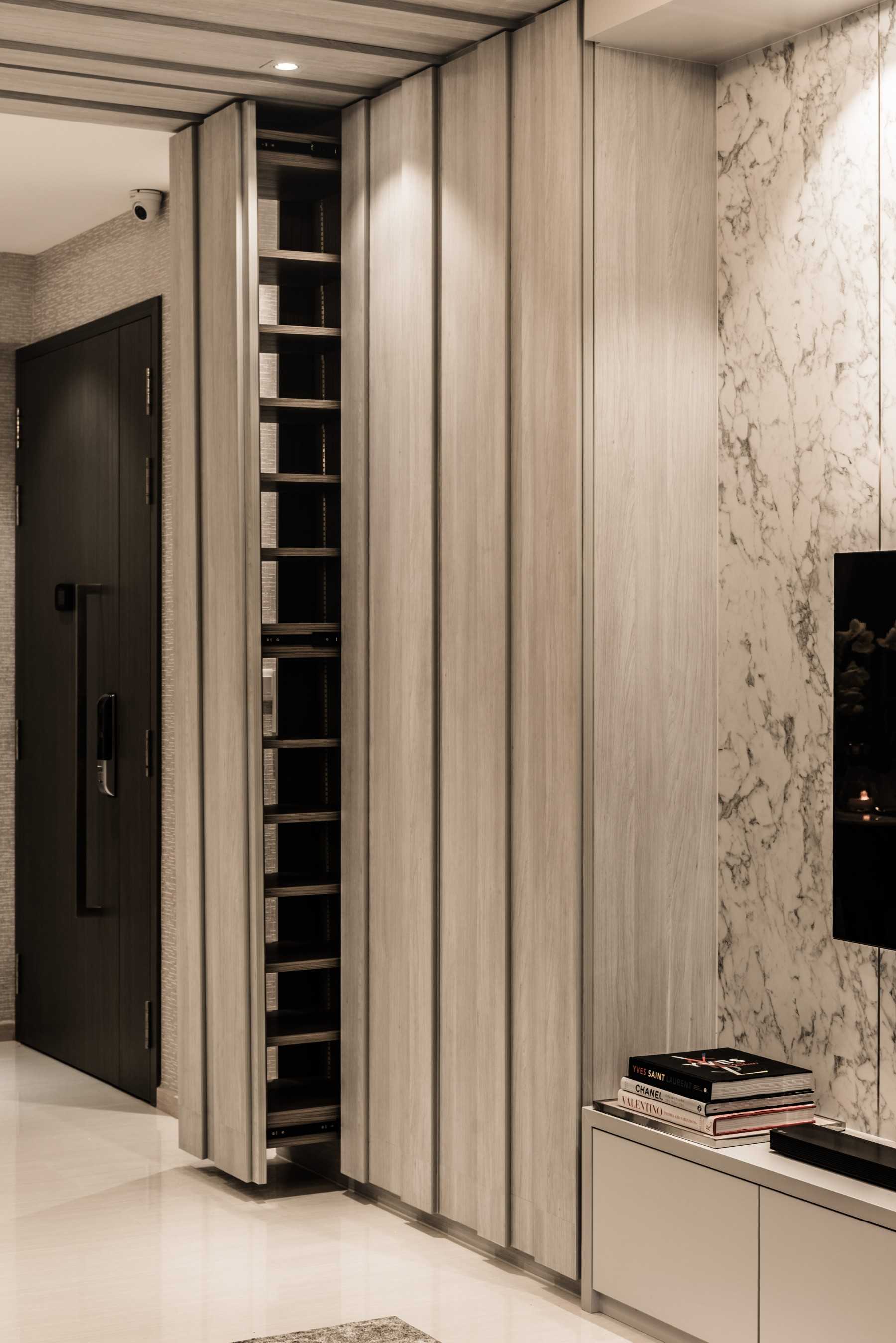 Contemporary Living Room with TV Console and Feature Wall