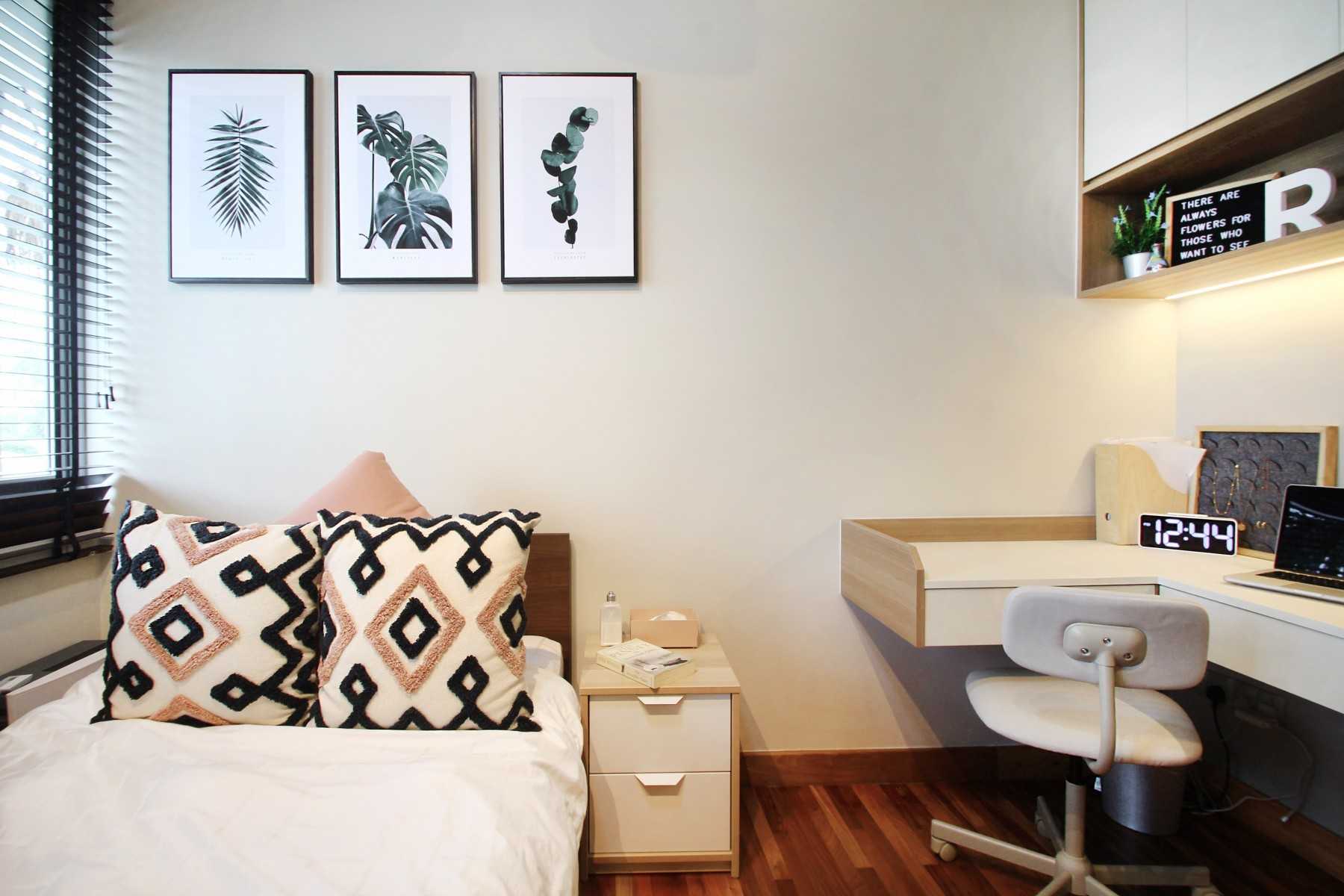 Scandinavian Bedroom with Cove Lighting and Bedside Table