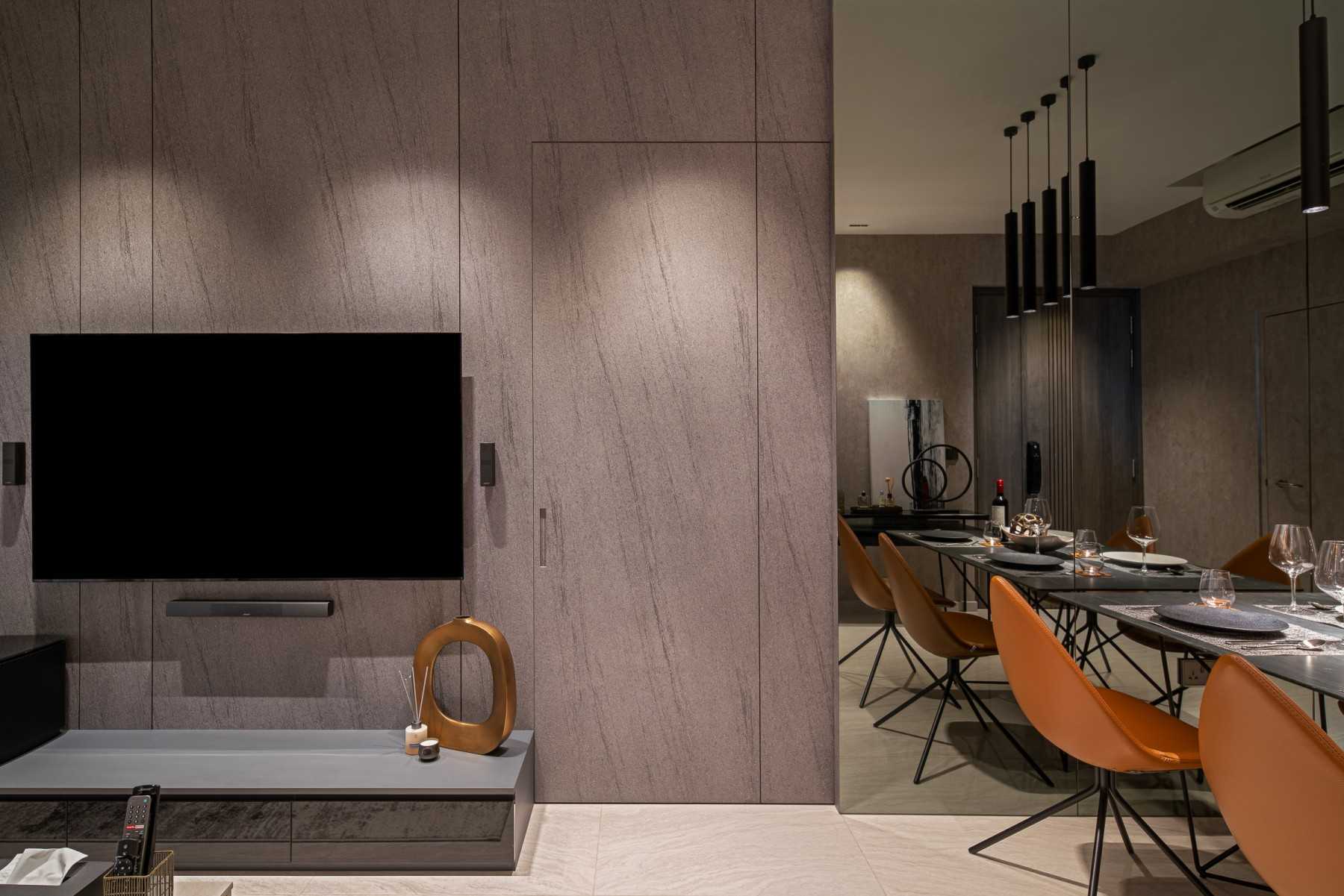 Contemporary Living Room with Feature Wall and Sofa
