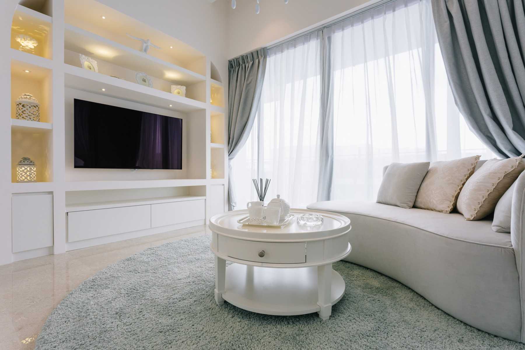 Transitional Living Room with Feature Wall and Sofa