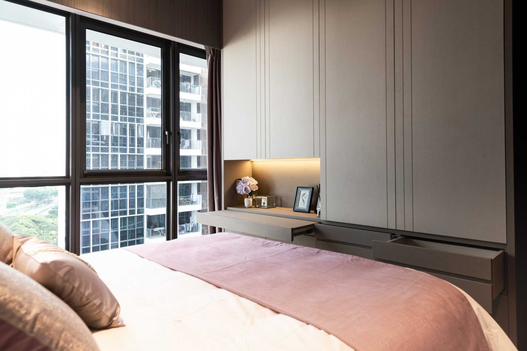 Contemporary Bedroom with Cove Lighting and Wardrobe