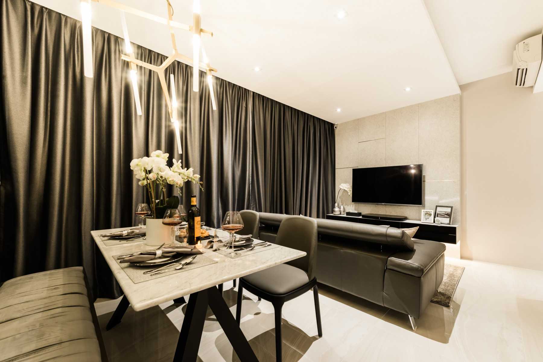 Modern Living Room with TV Console and Feature Wall