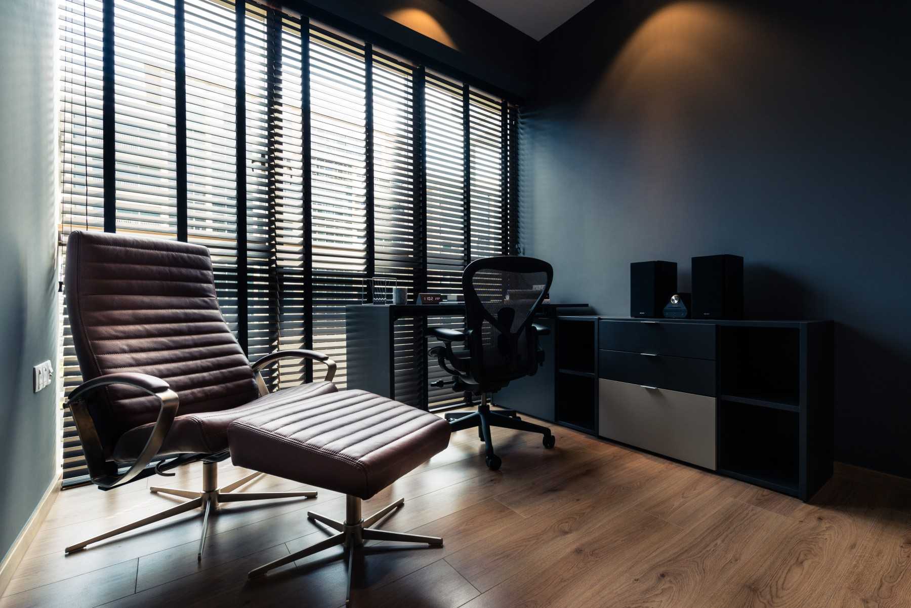 Transitional Study with Desk and Desk Chairs