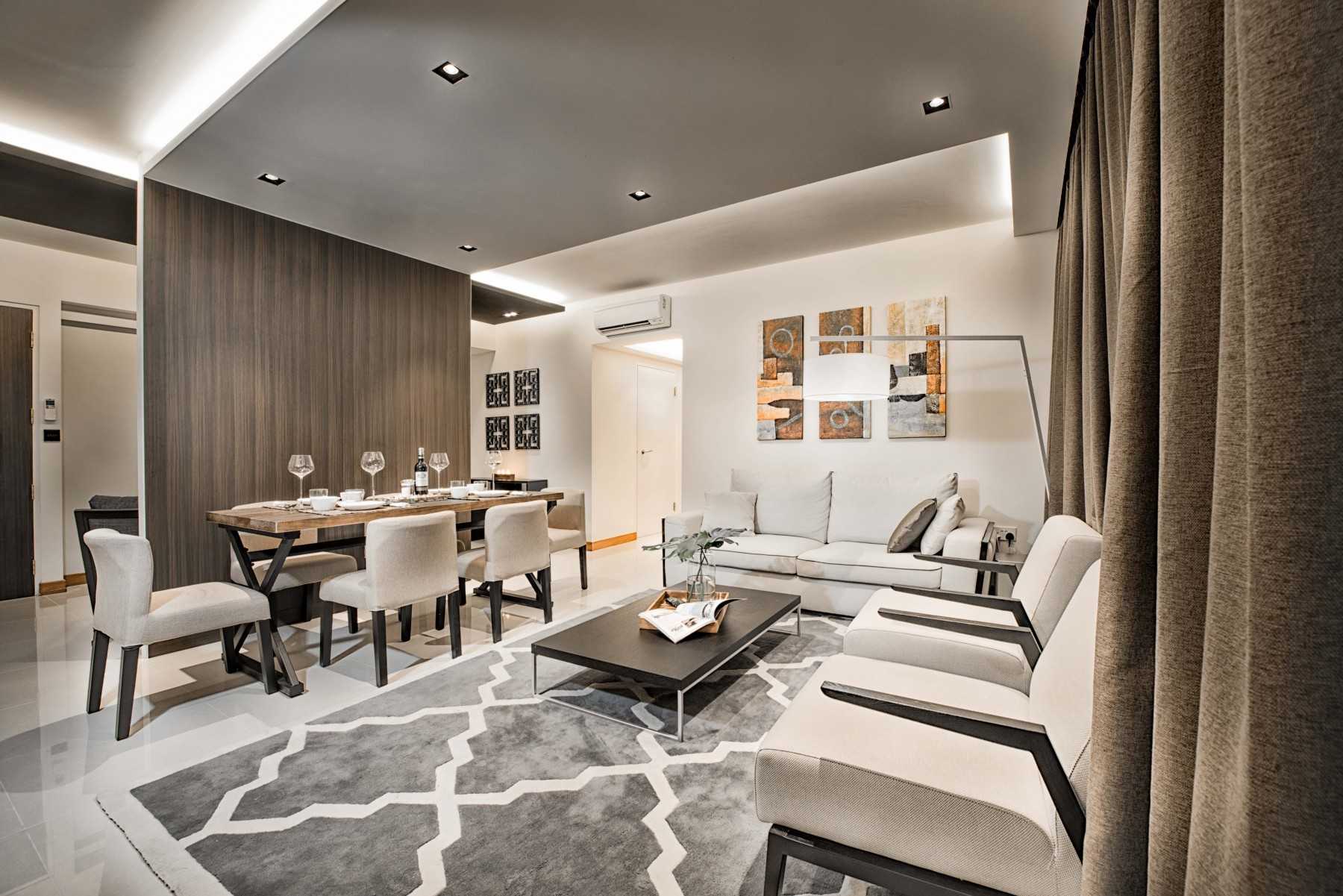 Contemporary Living Room with Cove Lighting and Sofa