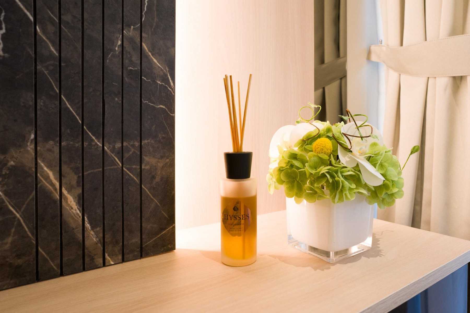 Modern Foyer with Console Table and Planters