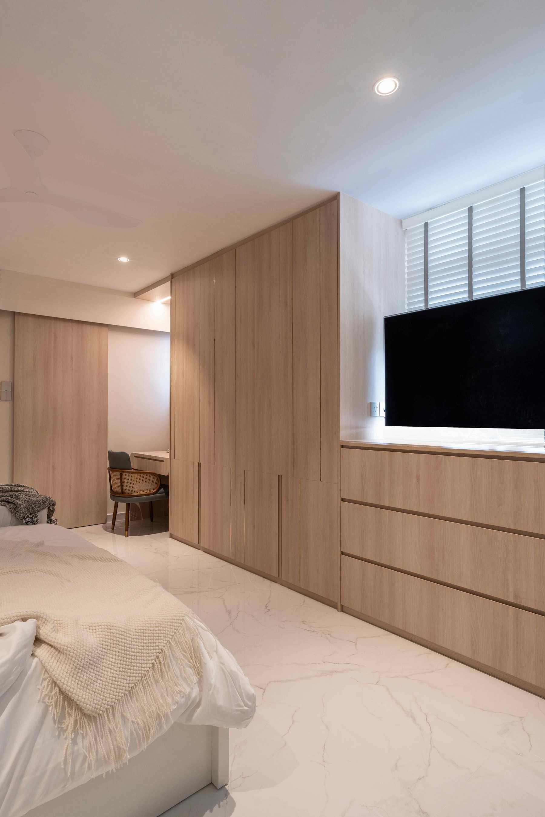 Modern Bedroom with TV Console and Wardrobe