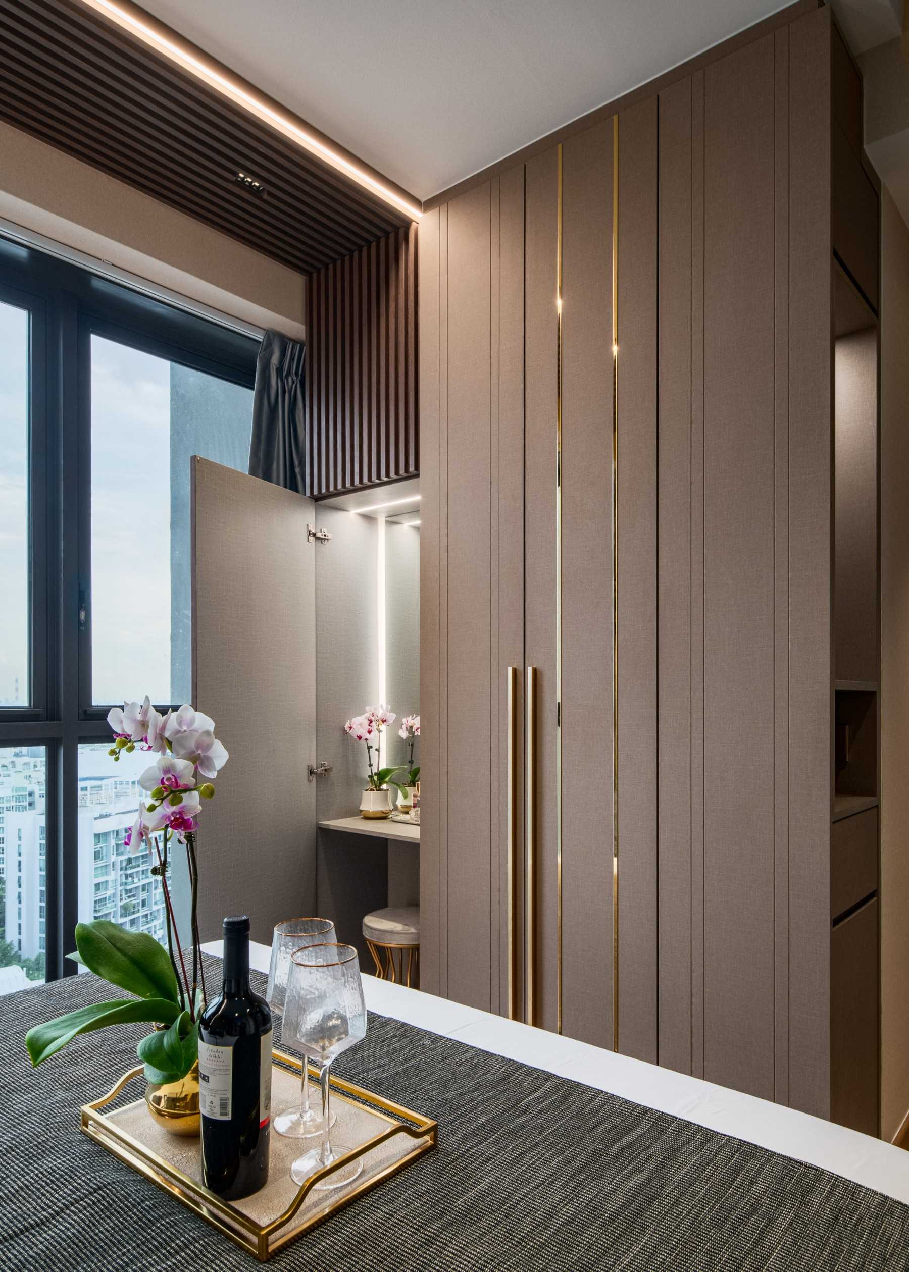 Contemporary Bedroom with Wardrobe and Bedside Table