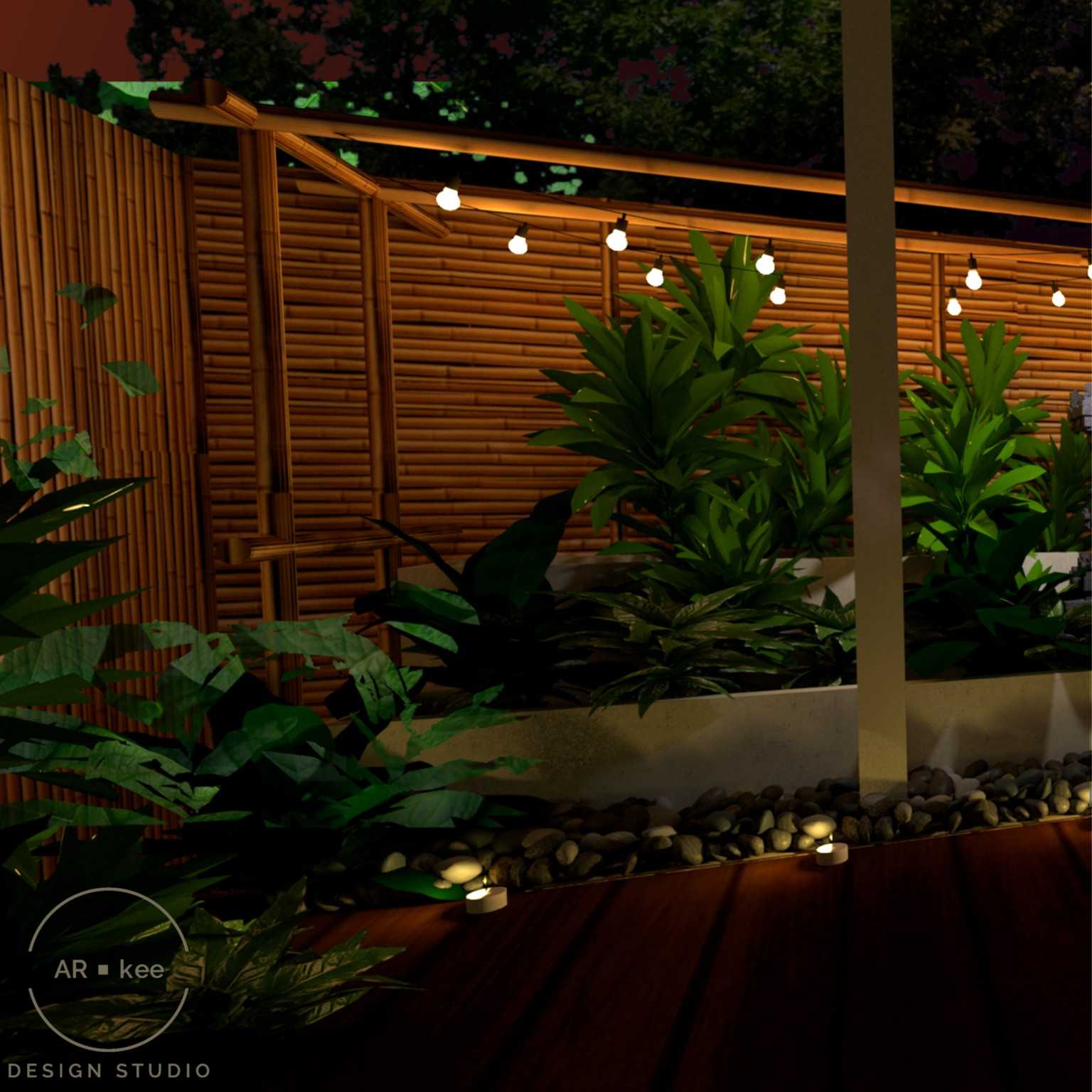 Asian Garden with Trellis and Planters