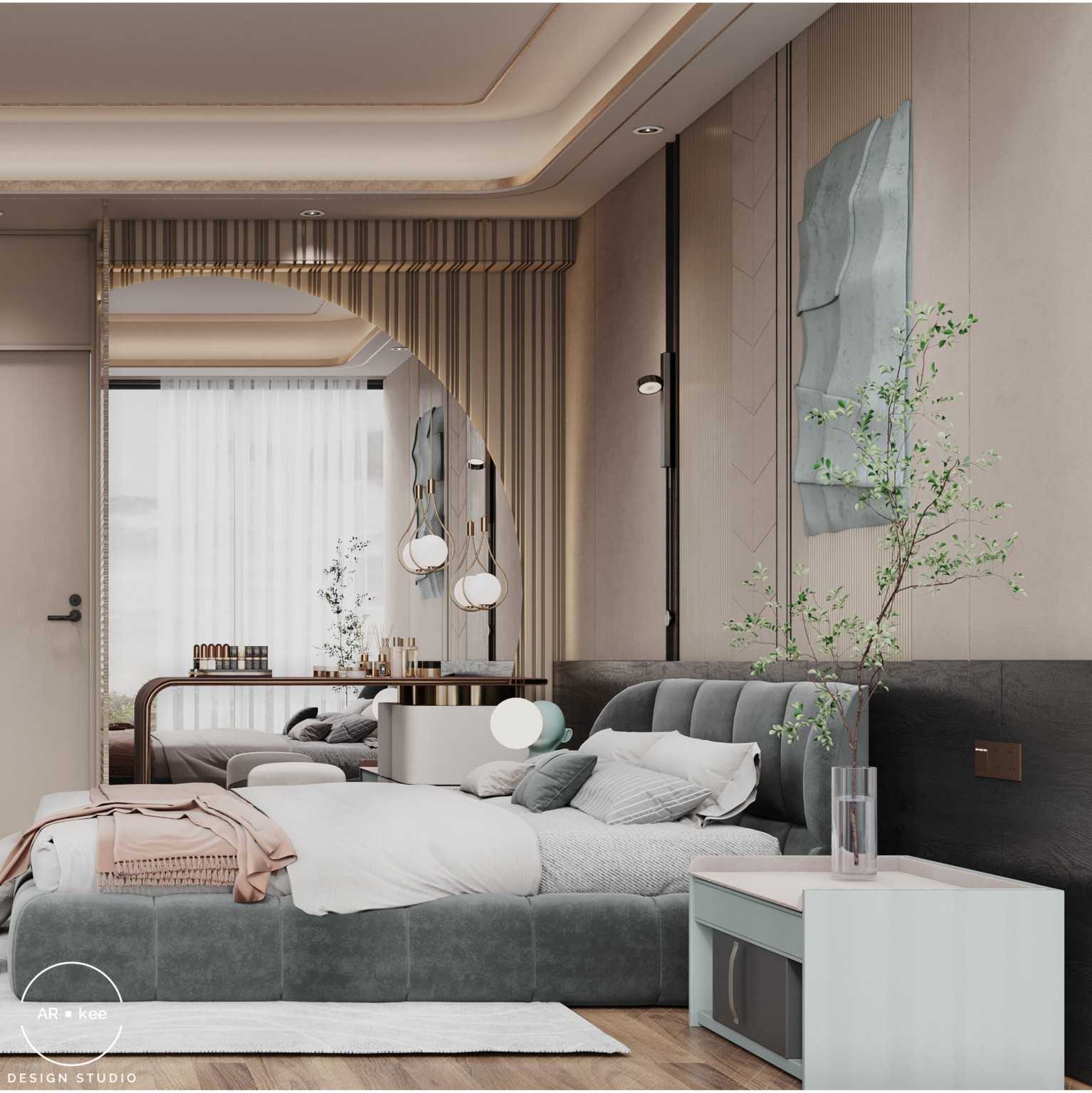Contemporary Bedroom with Downlights and Queen Bed