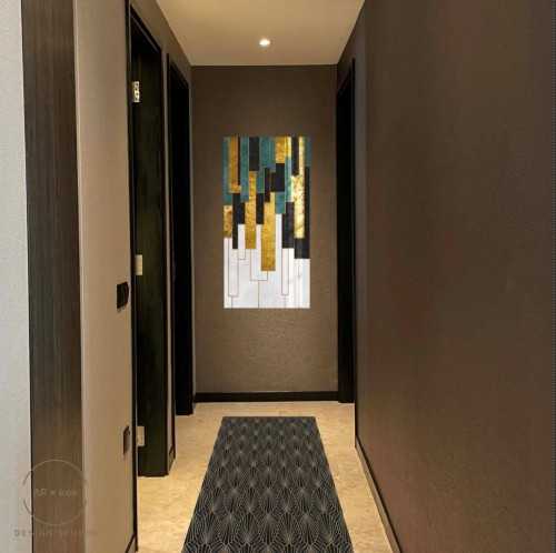 Modern Hallway at Dark Apartment With Modern Luxury Design