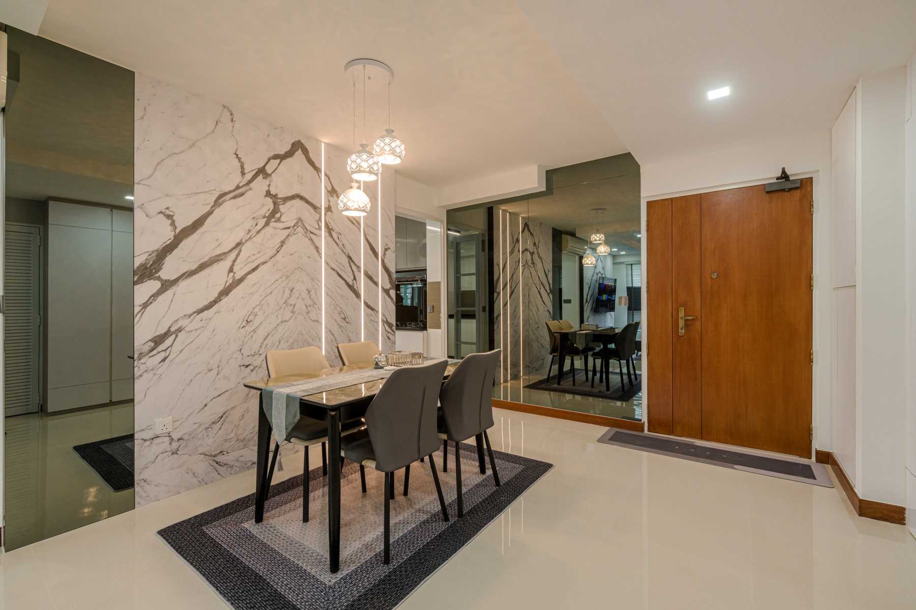 Modern Dining Room with Cove Lighting and Dining Table