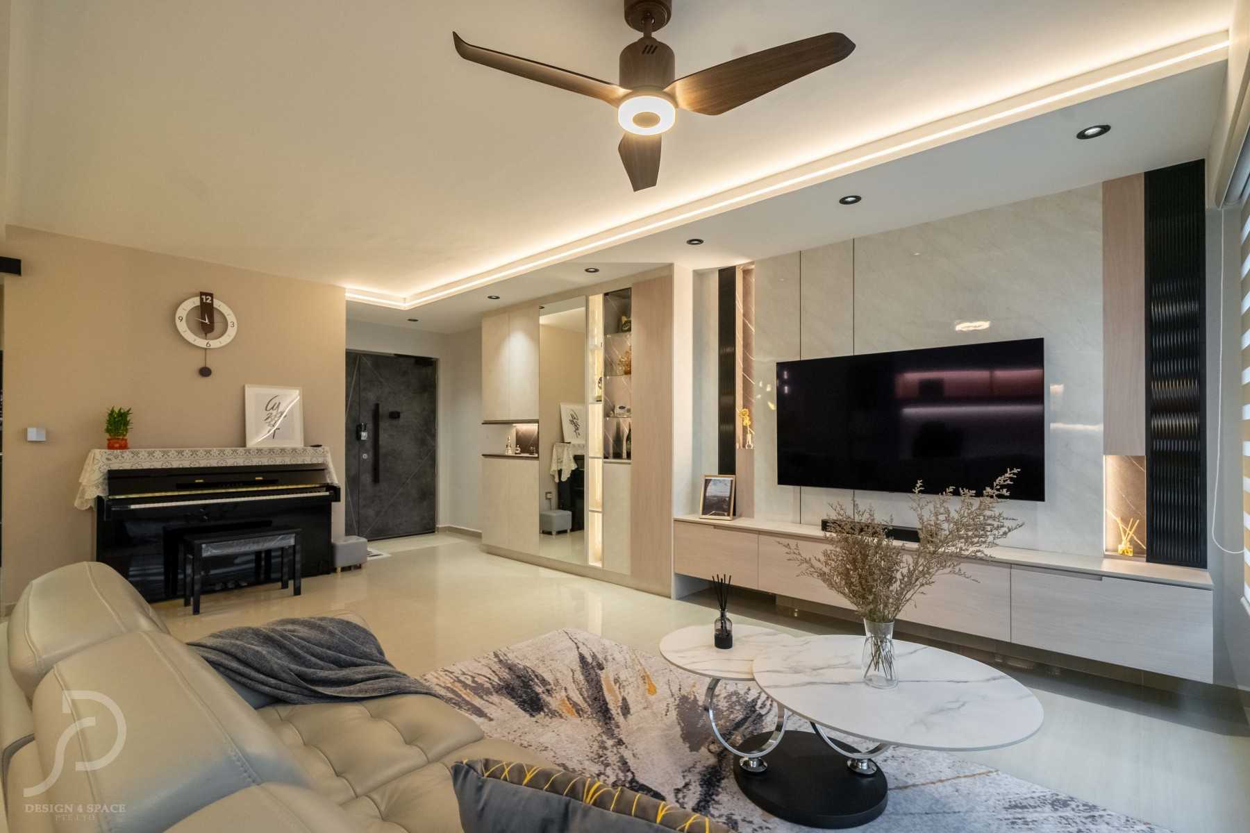 Modern Living Room with TV Console and Feature Wall