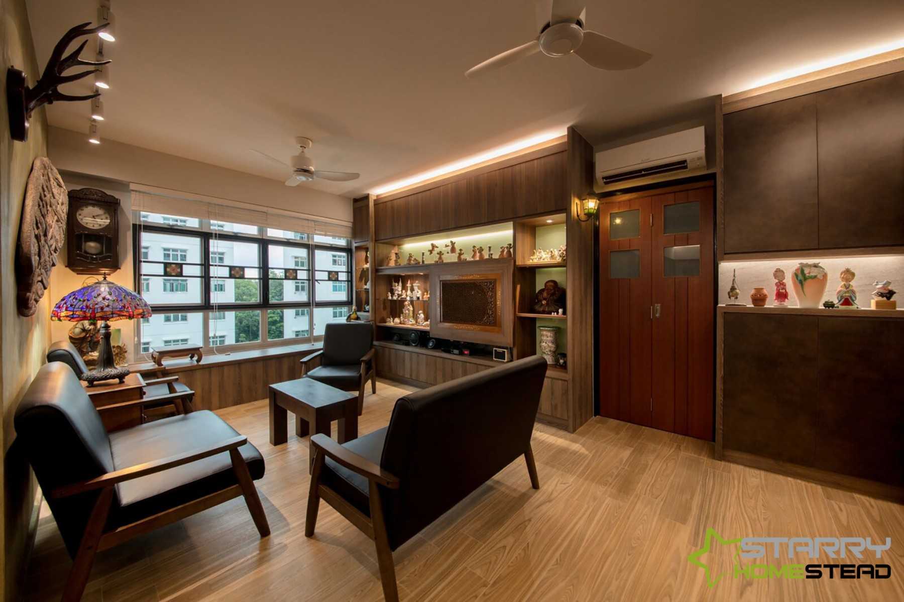 Asian Living Room with TV Console and Sofa