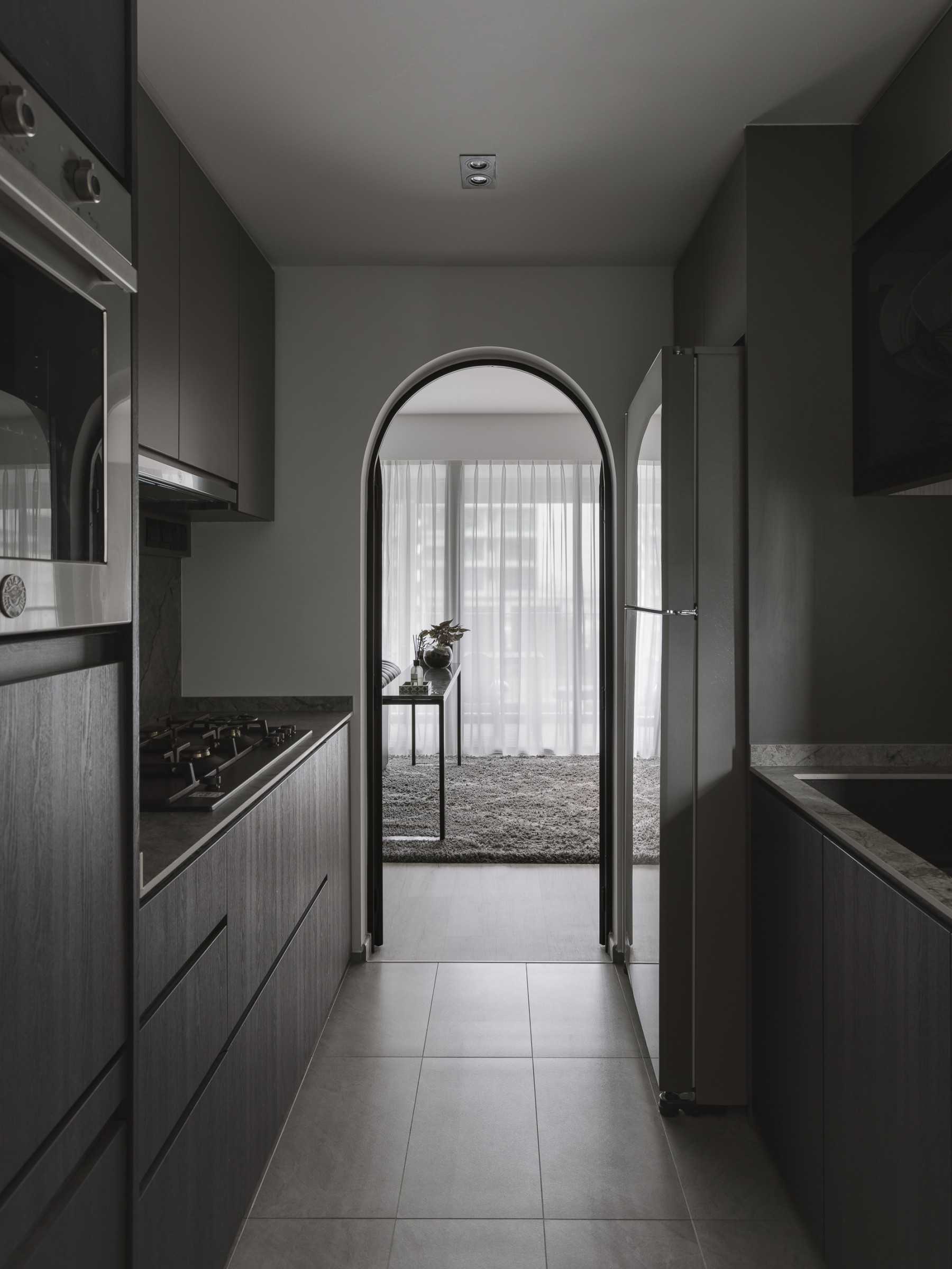 Modern Kitchen with Countertop and Kitchen Island