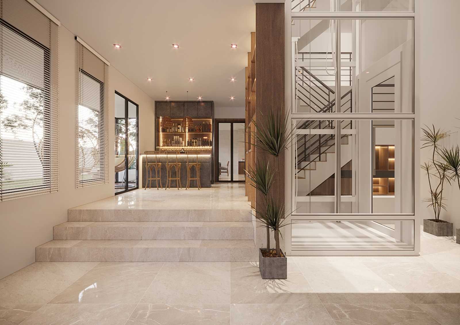 Contemporary Kitchen with Homogeneous Tiles and Feature Wall