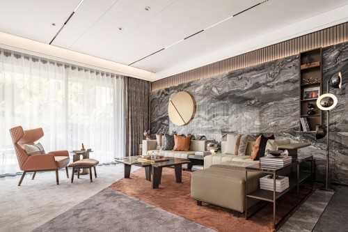 Contemporary Living Room at Condo @ Marina One