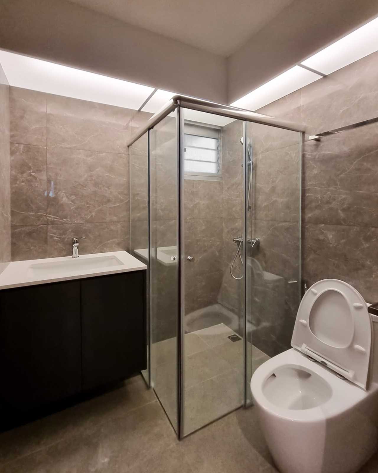 Modern Bathroom with Shower Screen and Window Grille